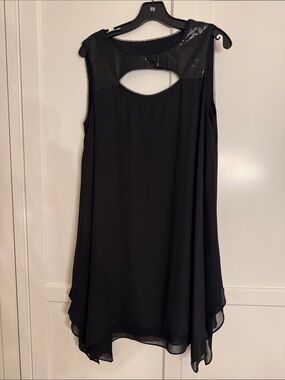 BCBGMaxAzria Black Midi Dress with Sequin Yoke
